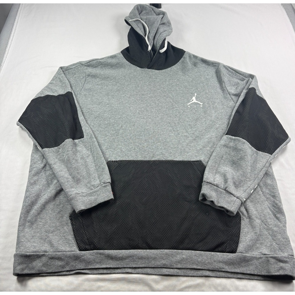 Air Jordan Hoodie Mens 3XL Gray Jumpman Spell Out Fleece Pullover Sweatshirt